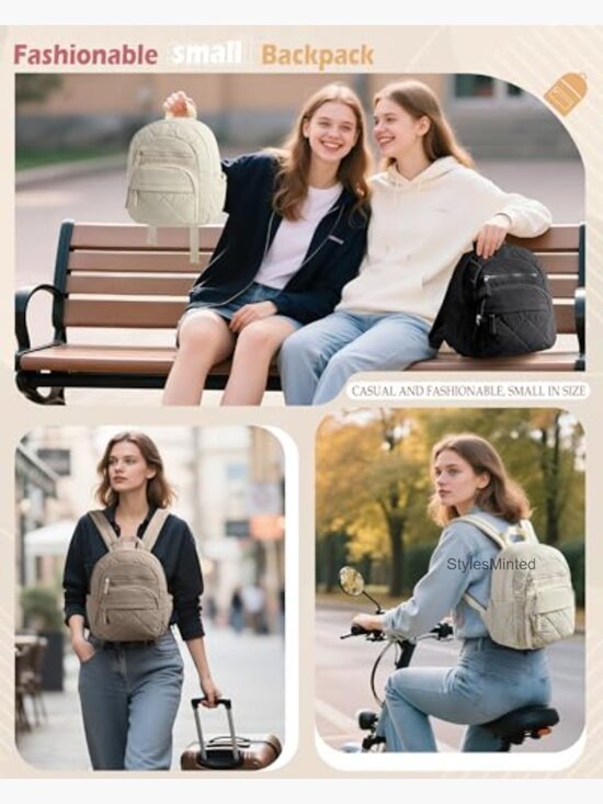 Mini Puffer Backpack with RFID Pocket, Lightweight Quilted Backpack for Work main image 6